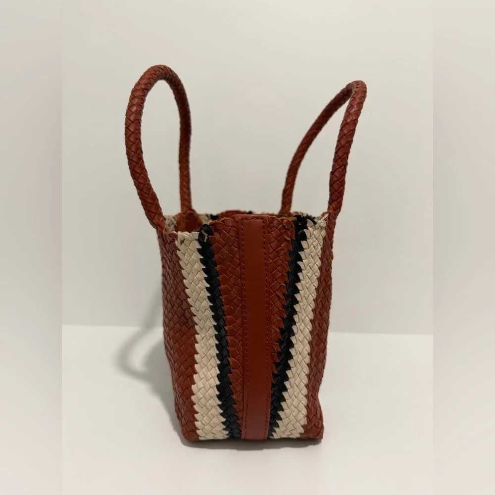 NEW Madewell The Handwoven Mini Tote leather in Dusty Redwood Multi NV808 $158 - Picture 8 of 11